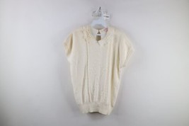 Deadstock Vintage 70s Streetwear Womens Medium Knit Flower Lace Sweater USA - £47.58 GBP