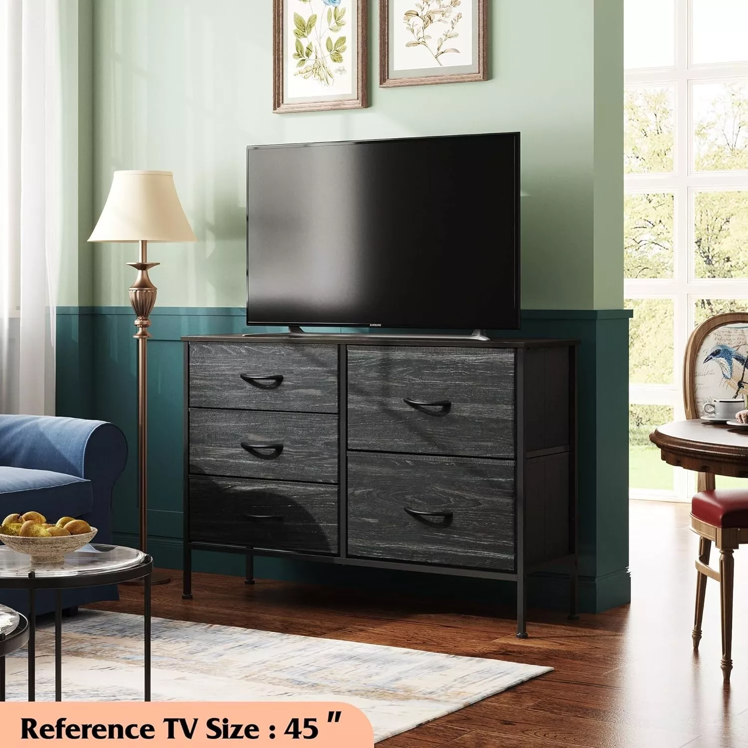 Dark Wood Tone 5 Drawer Tall Dresser Storage Tower: Efficient Bedroom Or... - $105.63 CAD