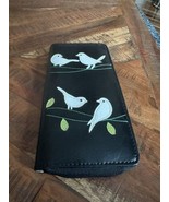 LAVISHY Bird Embroidered Vegan Bi-fold Checkbook Wallet Black - $20.31 CAD