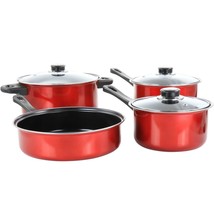 Gibson Everyday Cardinal 7 Piece Nonstick Steel Cookware Set in Red - $1,590.40 MXN