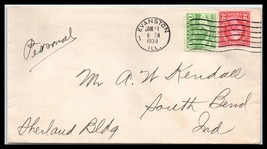 1938 US Cover - Evanston, Illinois to South Bend, Indiana L10 - £2.32 GBP