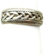 sz 7 3/4 Braided Pattern &amp; Twisted Rope Band Design Sterling Silver 925 Vtg Ring - £36.79 GBP