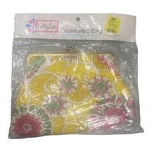 Vintage Betty Lou Cosmetic Bag Waterproof Lined A.J. Siris Product Yellow Floral - £7.98 GBP