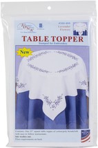 Jack Dempsey Stamped White Perle Edge Table Topper 35&quot;X35&quot;-Lavender Flowers - £13.60 GBP