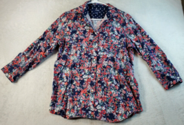 Chaps Shirt Womens Large Blue Floral 100% Cotton Long Sleeve Collar Button Down - £12.74 GBP