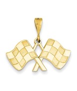 14K Yellow Gold Racing Flag Pendant - £228.69 GBP