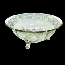 Etched Glass Three Footed Bowl Floral Mid-Century Modern MCM 8 3/4 Inch ... - £9.06 GBP