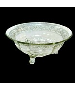 Etched Glass Three Footed Bowl Floral Mid-Century Modern MCM 8 3/4 Inch ... - £9.05 GBP
