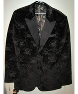 EDWARD DADA Hollywood BLACK Goth Skulls Tuxedo Style Black Velvet Jacket... - $239.34 CAD