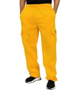 Neon Yellow Men&#39;s Jogger Heavy Weight Fleece Cargo Pocket - £33.32 GBP