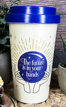 Fortune Teller Psychic Scrying Ball Palm Hands Travel Mug Cup W/ Lid And Sleeve - $19.99