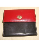 Anne Klein By St Thomas Cowhide Leather Black Red Wallet Card Case Vintage - $11.87