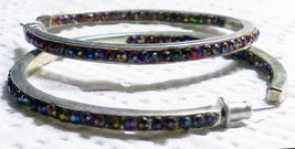 4 Pair Hoop Earrings - 3 Set with Aurora Borealis Brilliants - Heart Sha... - £7.98 GBP