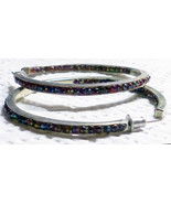 4 Pair Hoop Earrings - 3 Set with Aurora Borealis Brilliants - Heart Shaped 925 - $9.99