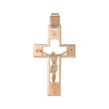 New Pendant Cross Russian Orthodox Necklace Jewelry Charm 14k gold (585) Gift - £527.14 GBP