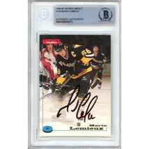 Mario Lemieux Pittsburgh Penguins Auto &#39;96 Skybox Impact Card Autograph BAS Slab - £559.54 GBP