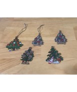 Set of 5 Painted Metal Christmas Tree Ornaments  - £9.22 GBP