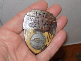 Vintage Pete Yellow Cab Co. Metal Embossed Hat Badge - $64.35
