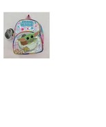 Disney Star Wars Baby Yoda MINI Backpack Pink SPARKLY 9x 7&quot; - £7.49 GBP