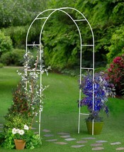 Steel Garden Arch Trellis 7.9ft Arbor Climbing Plants Flower  Wedding Lawn WHITE - £25.02 GBP