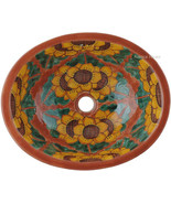 Mexican Oval Bathroom Sink &quot;Yellow Sunflowers&quot; - $320.68 CAD