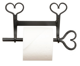 Country Hearts Wrought Iron Wall Toilet Paper Holder Primitive Amish Blacksmith - £33.48 GBP