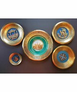 5 Israel Jerusalem Bethlehem Brass Enamel MCM Art Wall Hangings Various ... - $108.84
