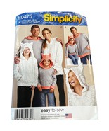 Family Hoodie with Ears Sewing Pattern Simplicity S0475 Size XS-XL Uncut - £7.51 GBP