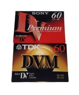 LOT OF 2 Mini DV Cassettes Sony DVM60 and TDK DVM60ME 60/SP 90/LP New Se... - £9.01 GBP