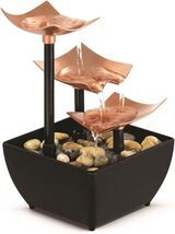 Tabletop Water Fountain 3 TIERS Copper Relaxing Serenity Home Office Spa... - $29.69