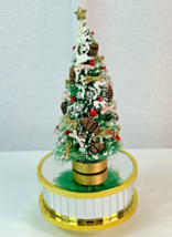 Vintage Enesco Musical Christmas Tree on Mirrored Base 490512 Holiday Ornament - £11.70 GBP