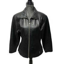 Maxima Wilsons Black Leather Jacket Womens Large Lined - $58.80