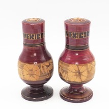 Vintage Wood Mexico Souvenir Salt &amp; Pepper Shakers Set Lot - £12.44 GBP