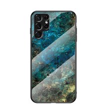 Anymob Samsung Blue Green Marble Pattern Case Shockproof Glass Phone Cover - £21.49 GBP