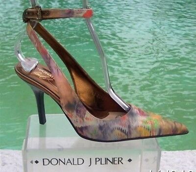Primary image for Donald Pliner Couture Leather Shoe Pump New Sz 6.5 Exotic Hand Painted $400 NIB