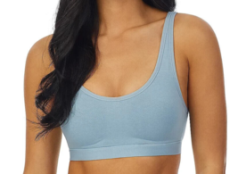 Cuddl Duds Cotton Core Easy Support Wirefree Bra-  Cloud Blue, XL - £13.84 GBP