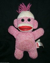 8&quot; Pink &amp; White Girl Sock Monkey Schylling Stuffed Animal Plush Toy Small Doll - £8.42 GBP