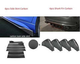 6PCS Extension Side Skirt Splitters Diffuser + 4PCS Rear Shark Fin Carbon Look - £51.14 GBP