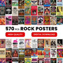 Vintage Classic Rock Posters Collage Kit - 570PCS Retro Band Art - £7.99 GBP