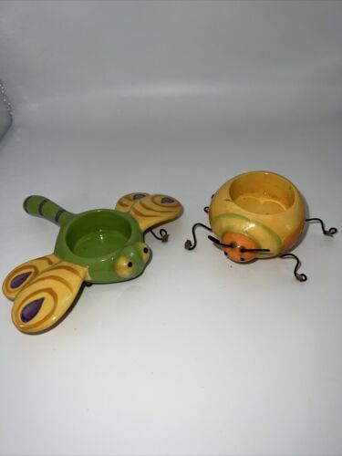 Primary image for Yankee Candle Debbie Mum Candle Holders Dragon Fly & Lady Bug