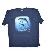 Vintage Human i tees Dolphin T Shirt Mens XL Poetry in Ocean Nature Animals - £12.90 GBP