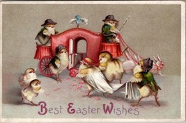 Easter Fantasy Dressed Chicks Wedding Carriage UN/S Ellen Clapsaddle Postcard X6 - £15.63 GBP