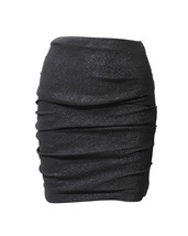 Maje Gathered Glittery Mini Skirt In Metallic Polyester Women Black S - $142.50