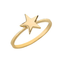 Solid Yellow 14k Gold Star Stackable Ring - £146.07 GBP