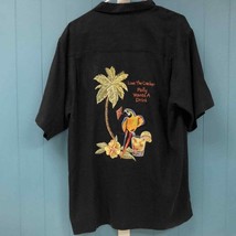 LUAU 100% silk Polly&#39;s Drink Parrot Embroidered Shirt “Lose the Cracker”... - £50.30 GBP