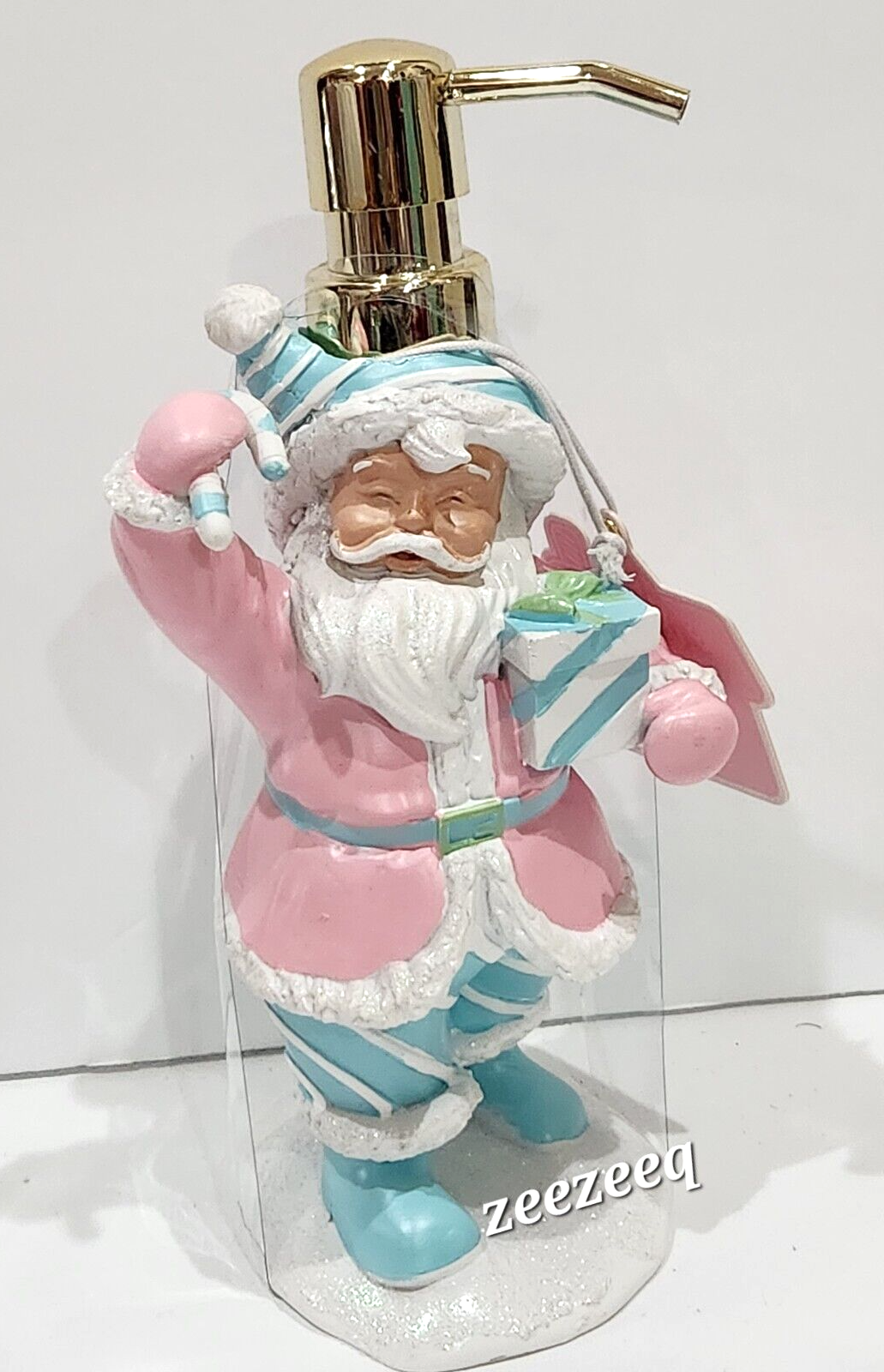 Christmas Pastel Pink Blue Retro Santa Claus Pinkmas Soap Lotion Dispenser NEW