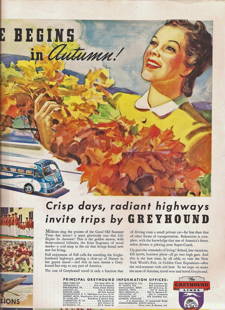 Primary image for Greyhound  Bus 1939 Life Mag Ad Lucky Strikes Ad on Reverse