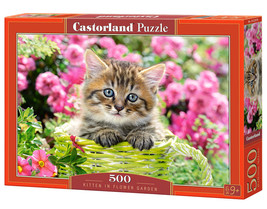 500 Piece Jigsaw Puzzle, Kitten in Flower Garden,  Cat puzzle, Kittie puzzle, Cu - £12.73 GBP