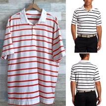 Nike Golf UV Ultra Bold Stripe Polo Shirt White Pink Dri Fit Stretch Men... - $29.68
