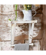 Vintage style Towel Rack with shelf in distressed metal- New - $57.44 CAD